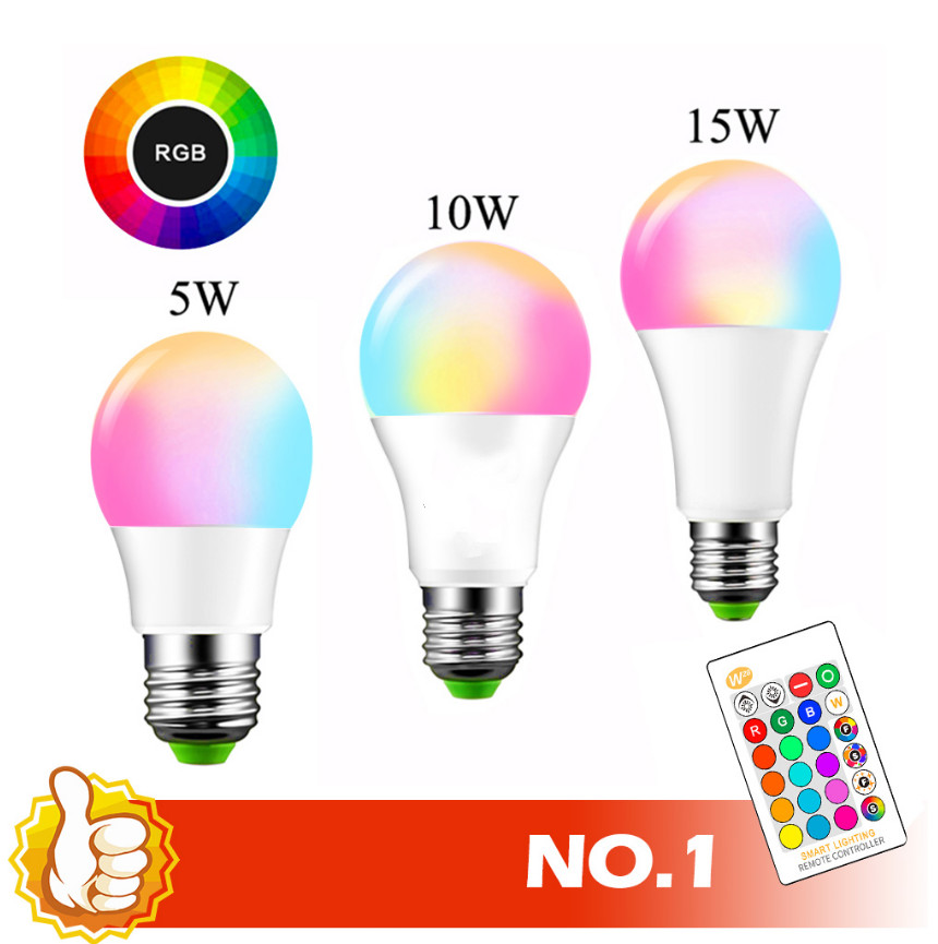 E27 RGB LED Bulb Lights RGB Lampada Changeable Colorful RGBW LED Lamp With IR Remote Control
