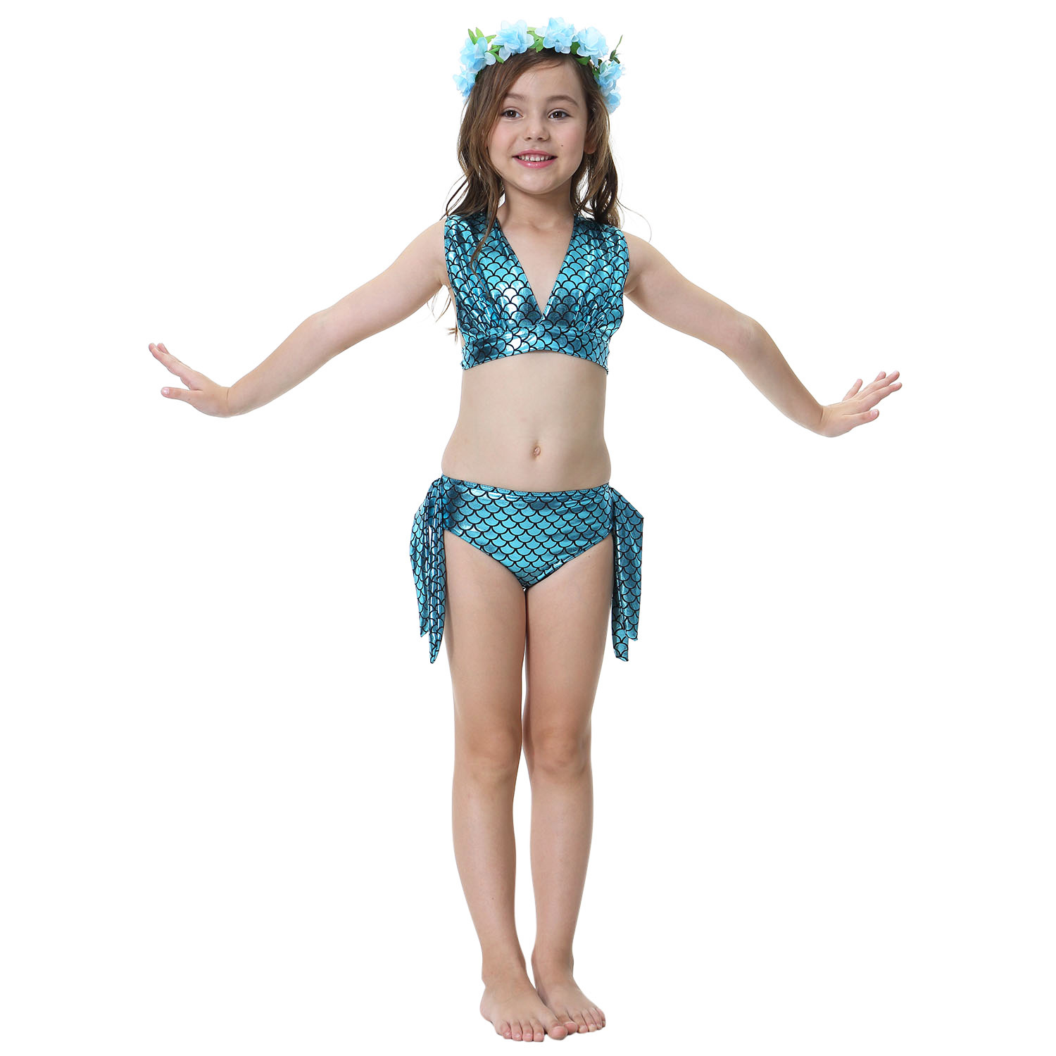 4Pcs Mermaid Swimsuits Girls Bikini Set Mermaid Tail Costume Swimwear Kids Mermaid Swimsuit Cosplay