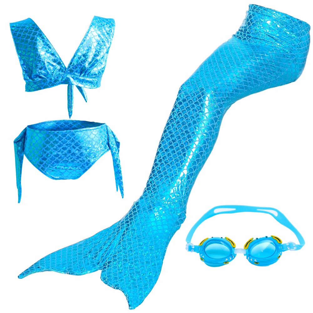4Pcs Mermaid Swimsuits Girls Bikini Set Mermaid Tail Costume Swimwear Kids Mermaid Swimsuit Cosplay