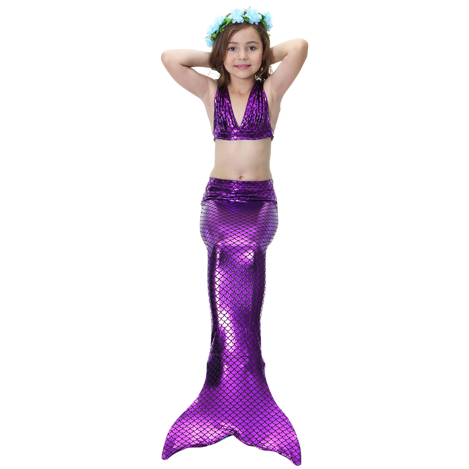 4Pcs Mermaid Swimsuits Girls Bikini Set Mermaid Tail Costume Swimwear Kids Mermaid Swimsuit Cosplay