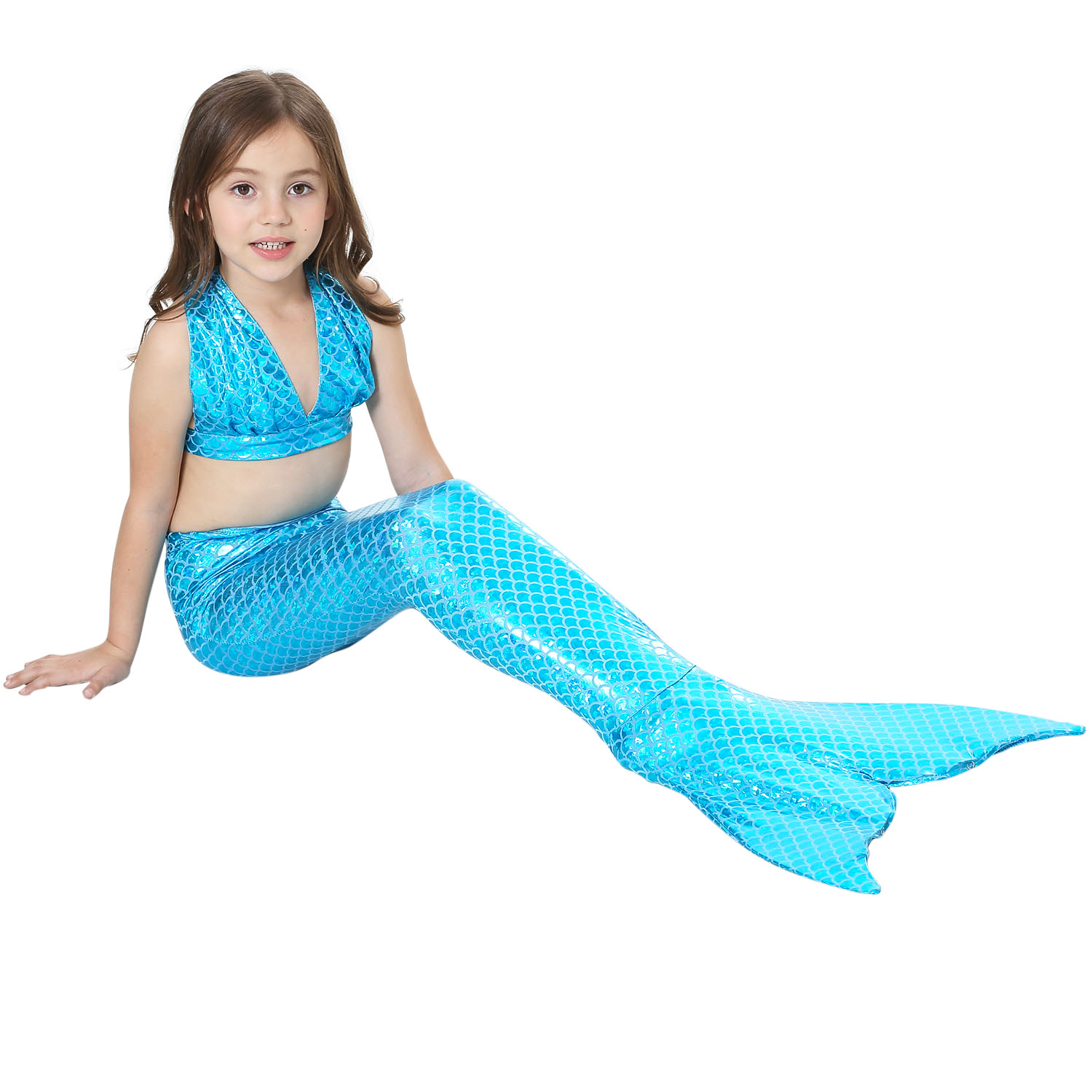 4Pcs Mermaid Swimsuits Girls Bikini Set Mermaid Tail Costume Swimwear Kids Mermaid Swimsuit Cosplay