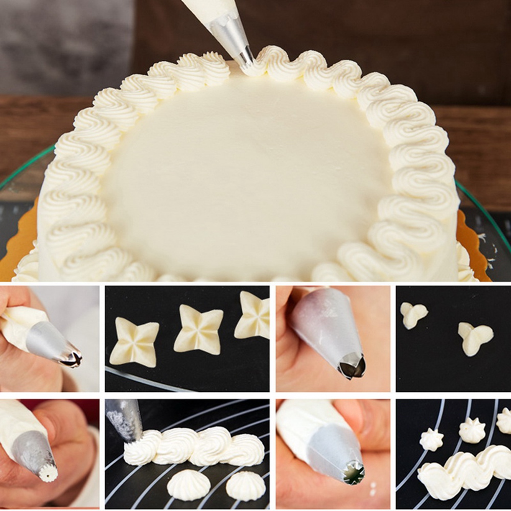 14Pcs/Set Icing Piping Nozzles Set with Pastry Bag Scraper Cream Tips Reusable Cake Decorating Tool