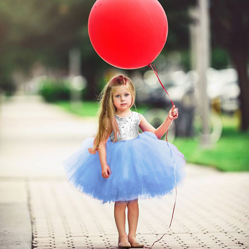 Princess Kids Baby Fancy Dress Sequins Party Dress For Girl Clothes Children Backless Design Dresses