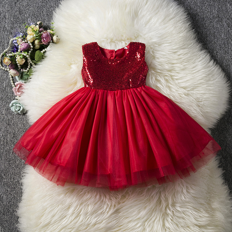 Princess Kids Baby Fancy Dress Sequins Party Dress For Girl Clothes Children Backless Design Dresses