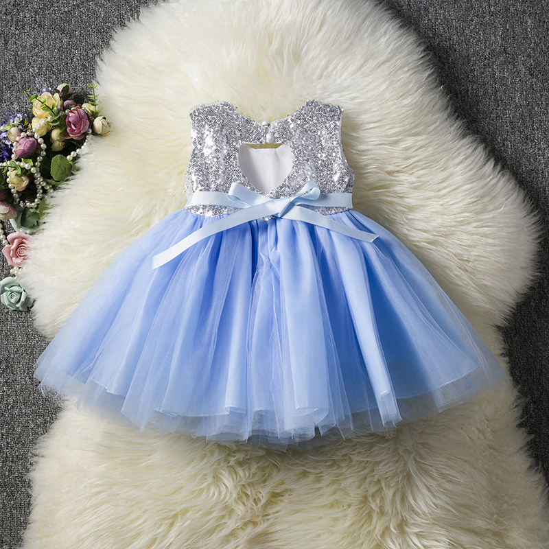 Princess Kids Baby Fancy Dress Sequins Party Dress For Girl Clothes Children Backless Design Dresses