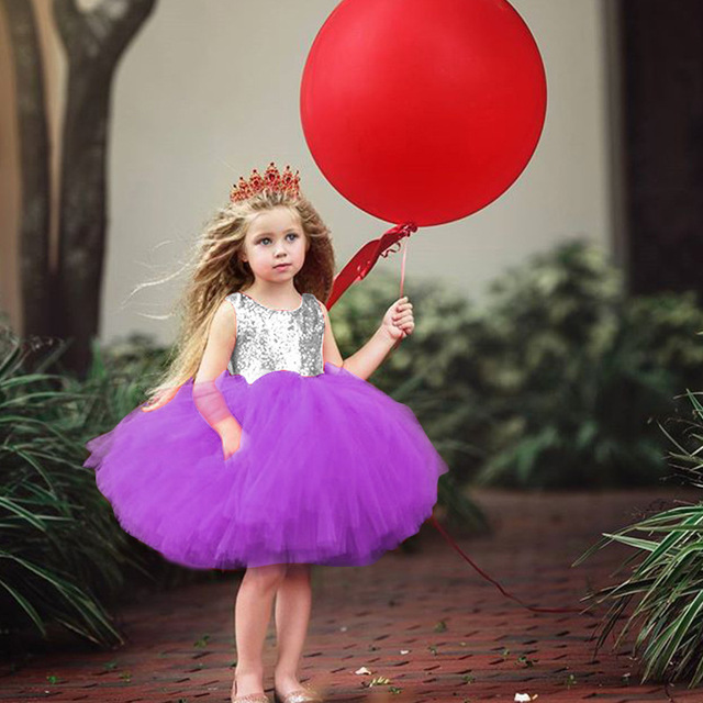 Princess Kids Baby Fancy Dress Sequins Party Dress For Girl Clothes Children Backless Design Dresses