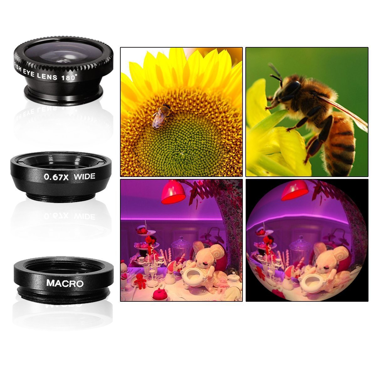10 In 1 Universal Phone Camera Zoom Lens Telephoto Lens Wide Angle FishEye Tripod for iPhone Phones