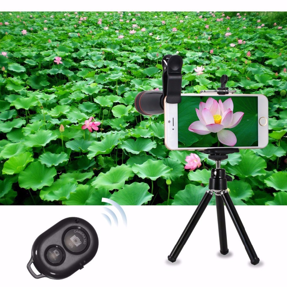 10 In 1 Universal Phone Camera Zoom Lens Telephoto Lens Wide Angle FishEye Tripod for iPhone Phones