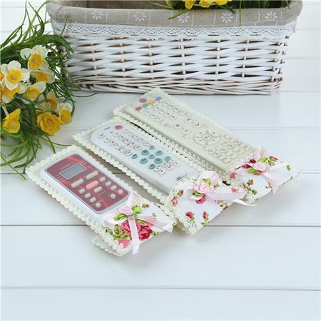 3PCs Rural Fabric And Lace Video Home TV Air Condition Remote Controler Protector Case Cover
