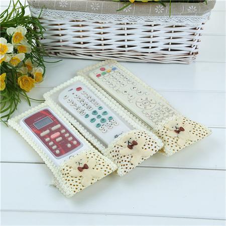 3PCs Rural Fabric And Lace Video Home TV Air Condition Remote Controler Protector Case Cover