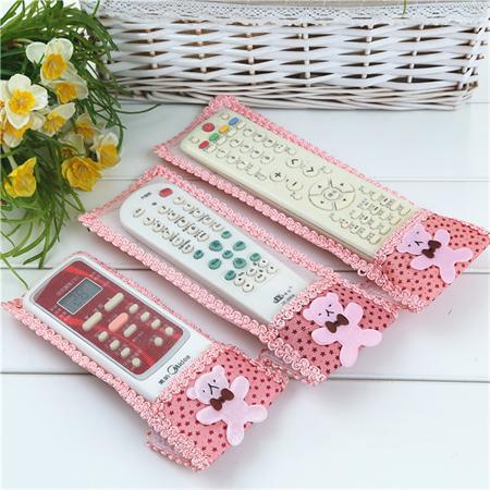 3PCs Rural Fabric And Lace Video Home TV Air Condition Remote Controler Protector Case Cover