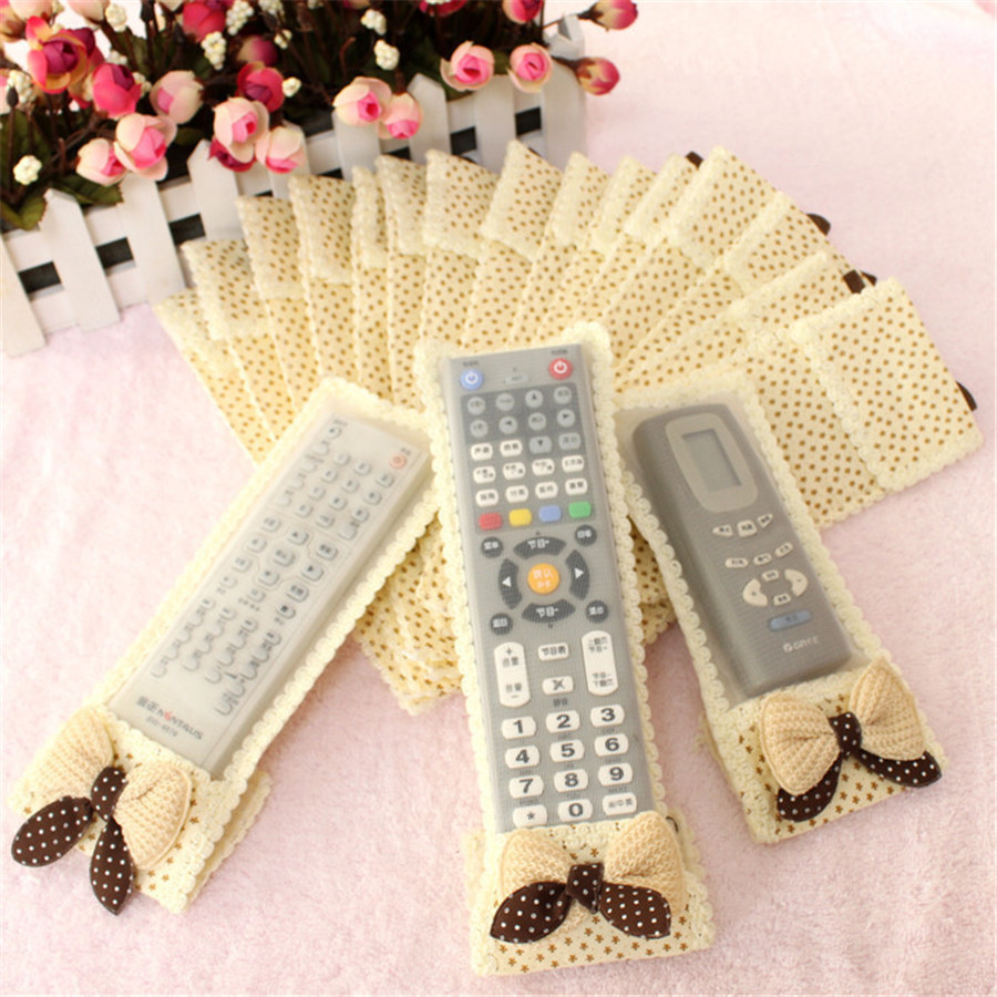 3PCs Rural Fabric And Lace Video Home TV Air Condition Remote Controler Protector Case Cover