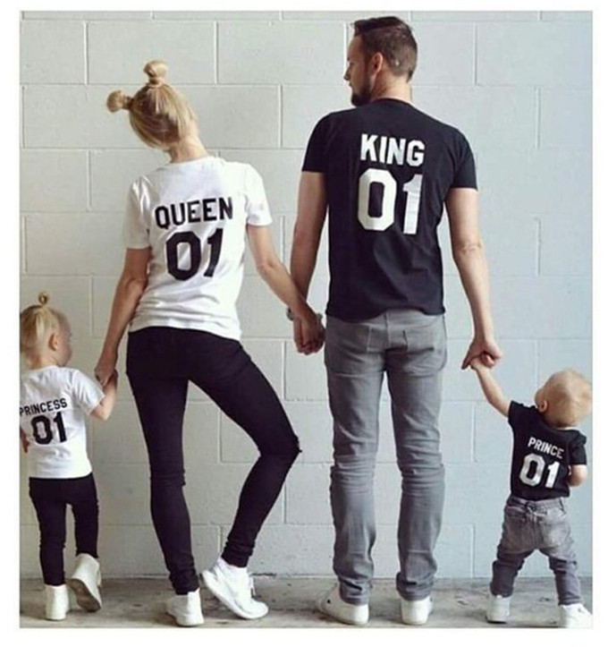 Couple Women T-shirts Printed Queen King Letter O Neck Short Sleeve Lovers Shirts