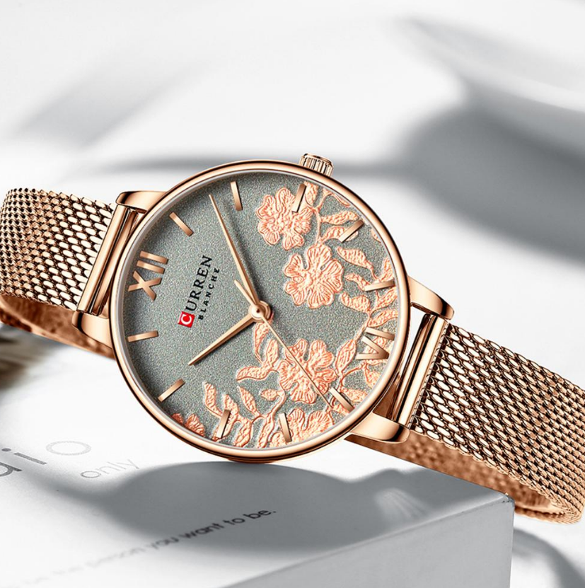 CURREN Women&apos;s Watches Top Brand Luxury Stainless Steel Strap Wristwatch Rose Clock Watch Sales