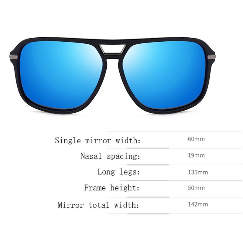 Fashion Sunglasses Men Polarized Sunglasses Men Driving Mirrors Coating Points Black Frame Eyewear