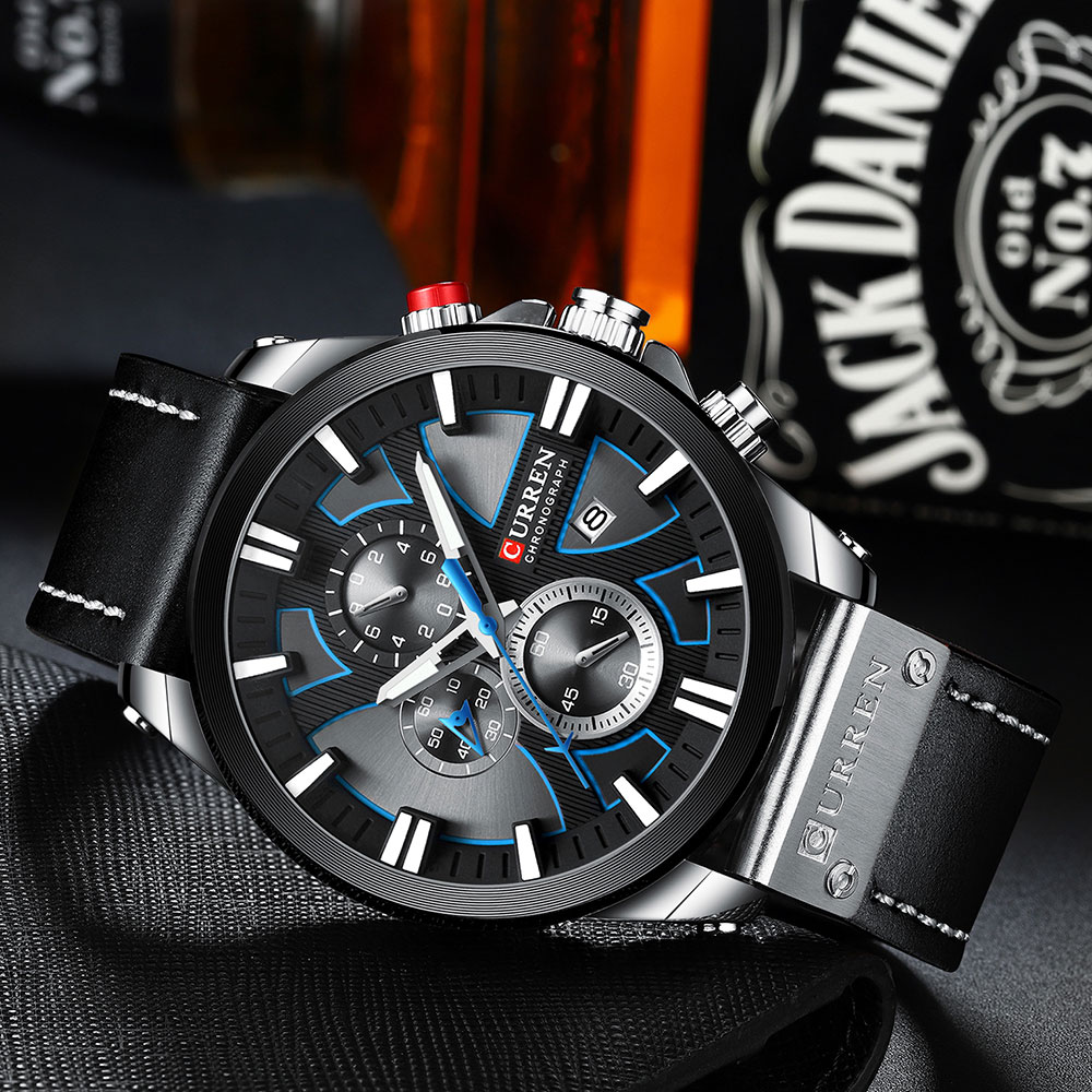 CURREN Watch Chronograph Sport Men&apos;s Watches Quartz Clock Leather Male Wristwatch Gift Sales