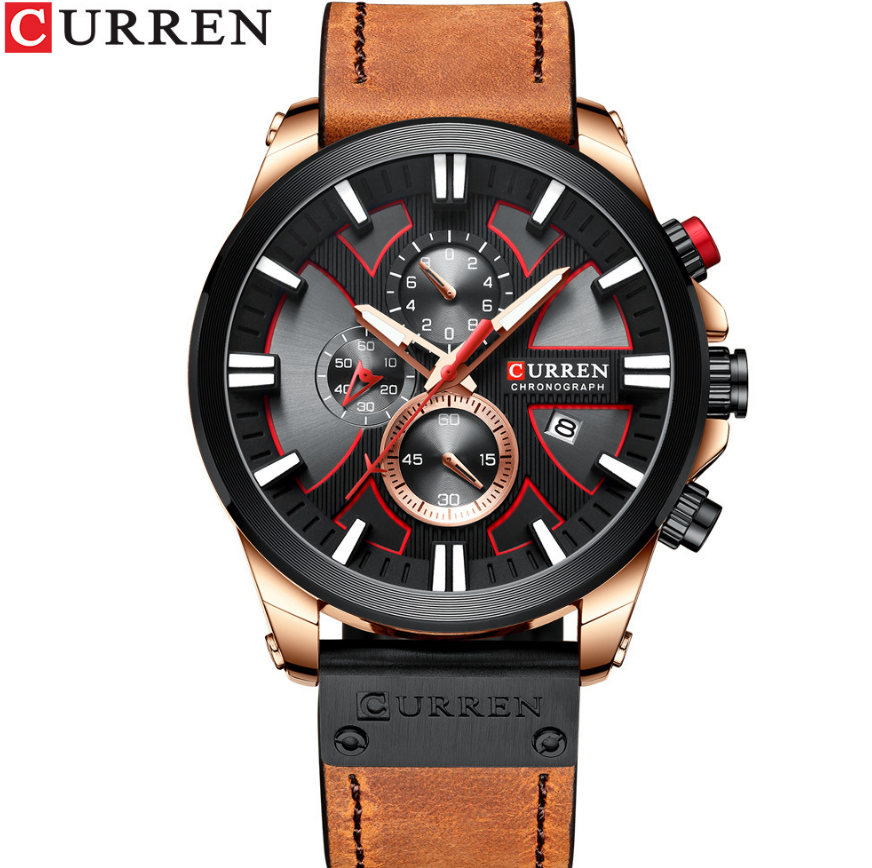 CURREN Watch Chronograph Sport Men&apos;s Watches Quartz Clock Leather Male Wristwatch Gift Sales