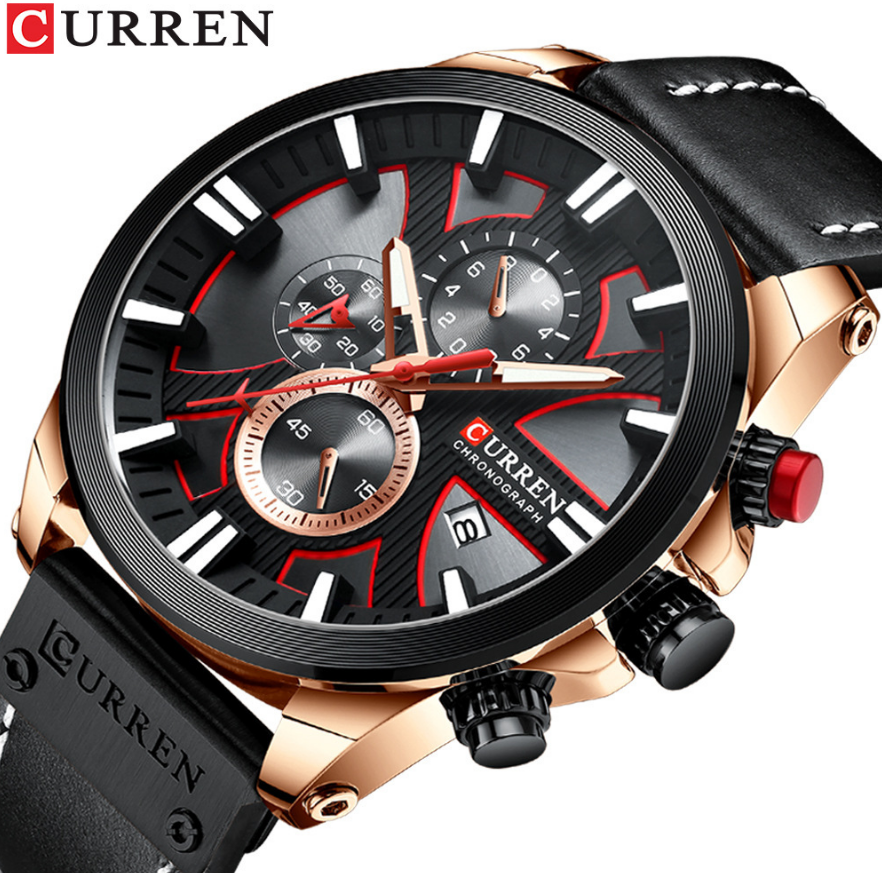 CURREN Watch Chronograph Sport Men&apos;s Watches Quartz Clock Leather Male Wristwatch Gift Sales