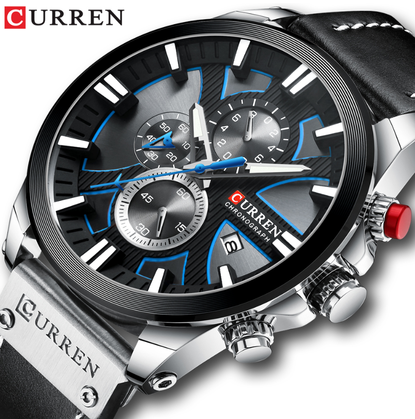 CURREN Watch Chronograph Sport Men&apos;s Watches Quartz Clock Leather Male Wristwatch Gift Sales