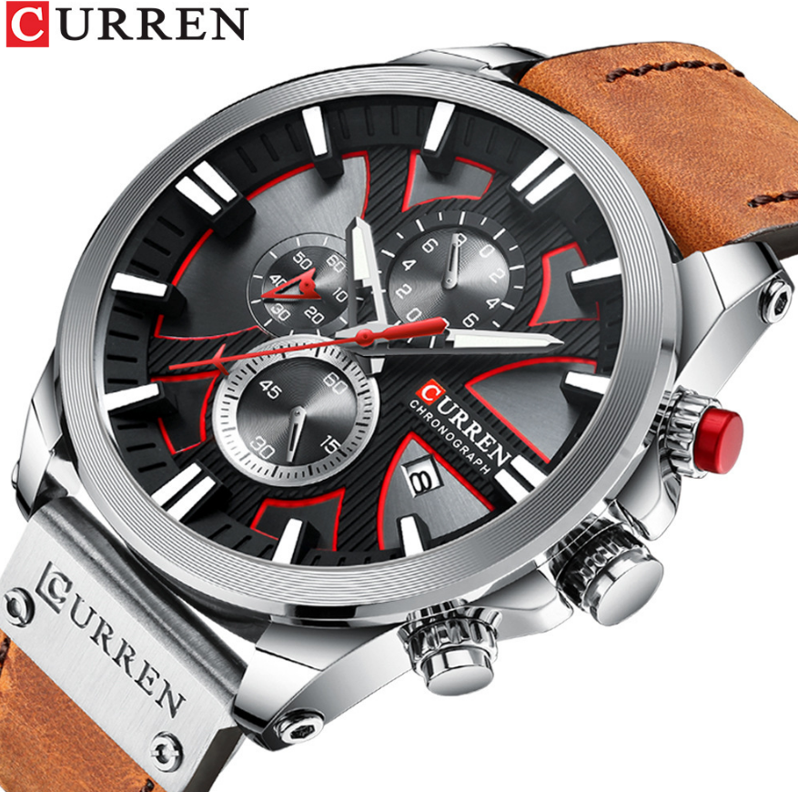CURREN Watch Chronograph Sport Men&apos;s Watches Quartz Clock Leather Male Wristwatch Gift Sales