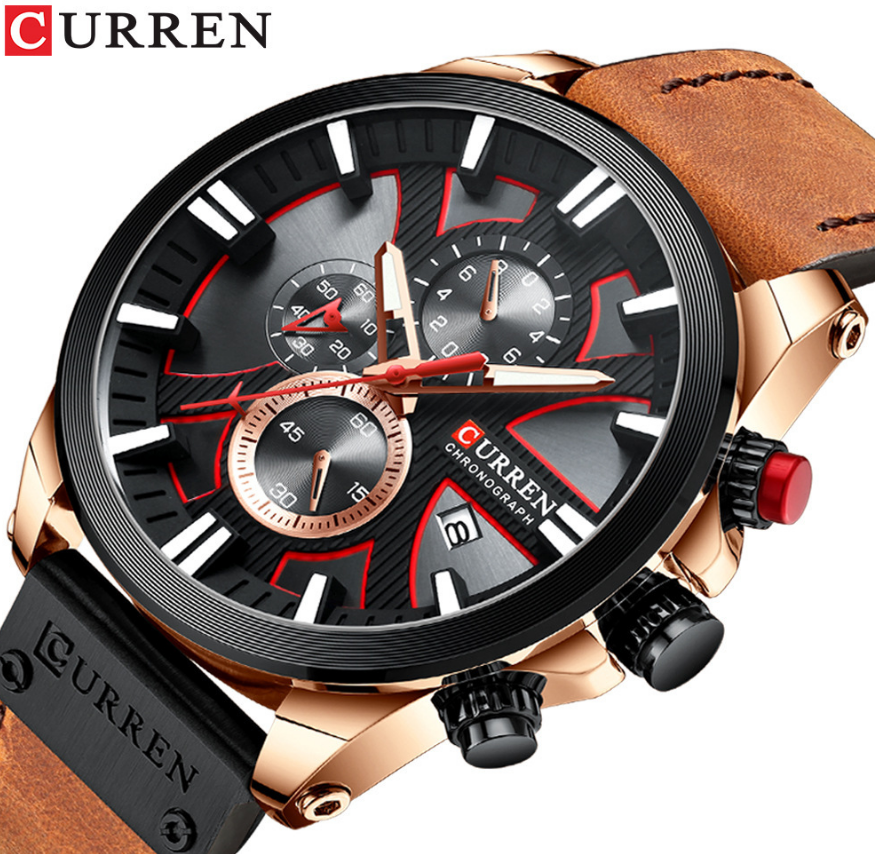 CURREN Watch Chronograph Sport Men&apos;s Watches Quartz Clock Leather Male Wristwatch Gift Sales