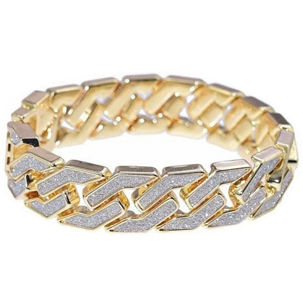 2Pcs/Set Men Bling Iced Out Paved Men&apos;s Watches + Glitter Cuban Bracelets Hip Hop Jewelry Gift