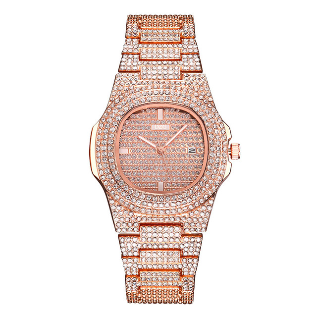 Hot Rose Gold Women&apos;s Watches Stainless Steel Band Watch Fashion Quartz Gold Watch Crystal Diamond