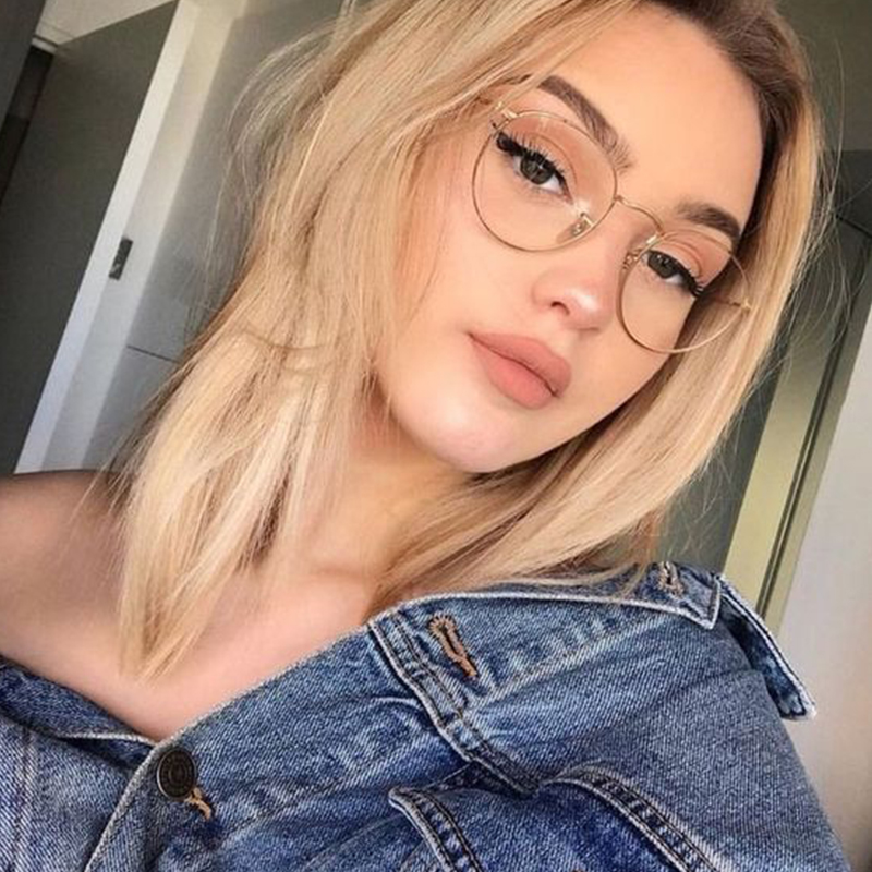 New Designer Women Glasses Optical Frames Metal Round Glasses Frame Clear lens Eyeware Silver Gold