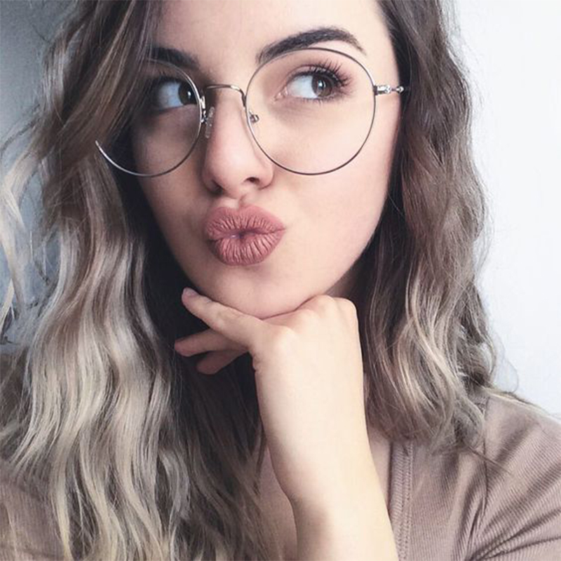 New Designer Women Glasses Optical Frames Metal Round Glasses Frame Clear lens Eyeware Silver Gold