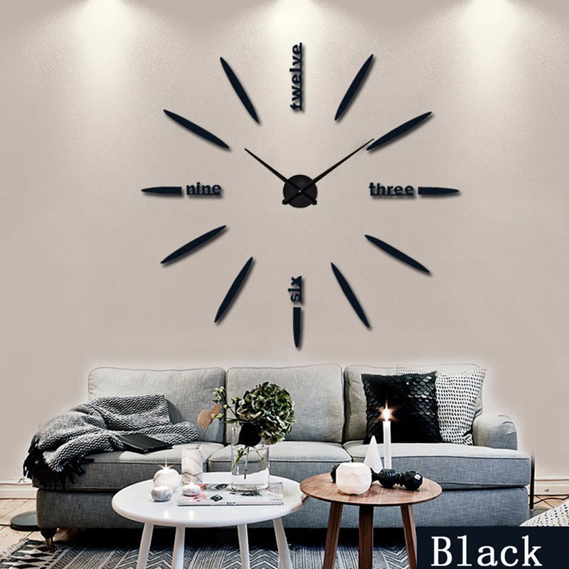 3D Quartz Wall Clock Modern Design Acrylic Wall Clocks Wall Sticker Decor Clock Home Living Room