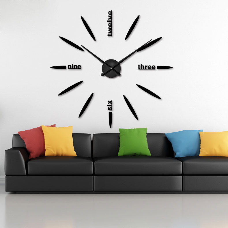 3D Quartz Wall Clock Modern Design Acrylic Wall Clocks Wall Sticker Decor Clock Home Living Room