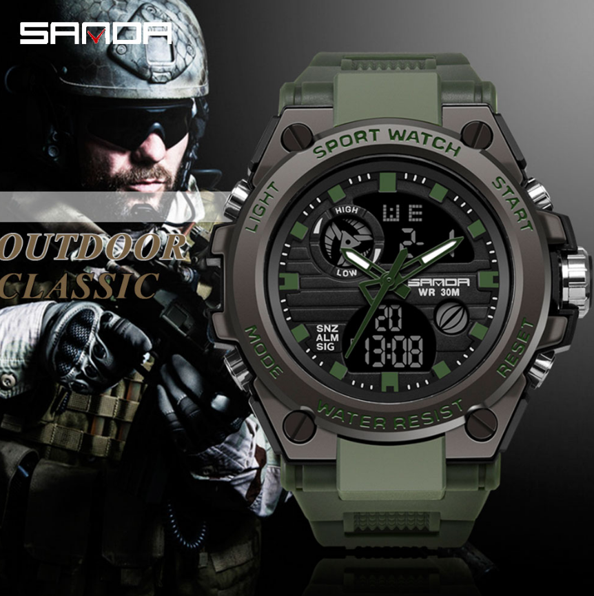 SANDA Sports Men&apos;s Watches Top Brand Luxury Military Digital Watches Waterproof S Shock Clock Sales