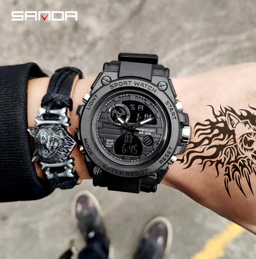 SANDA Sports Men&apos;s Watches Top Brand Luxury Military Digital Watches Waterproof S Shock Clock Sales