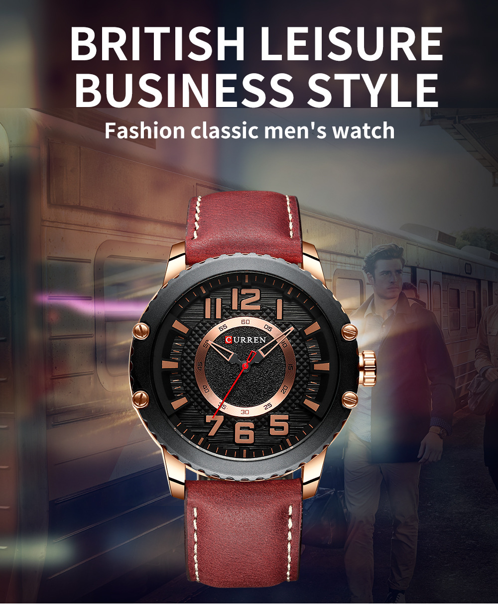CURREN Casual Leather Men's Watches Business Quartz Watches New Unique Clock Male Watches Sales