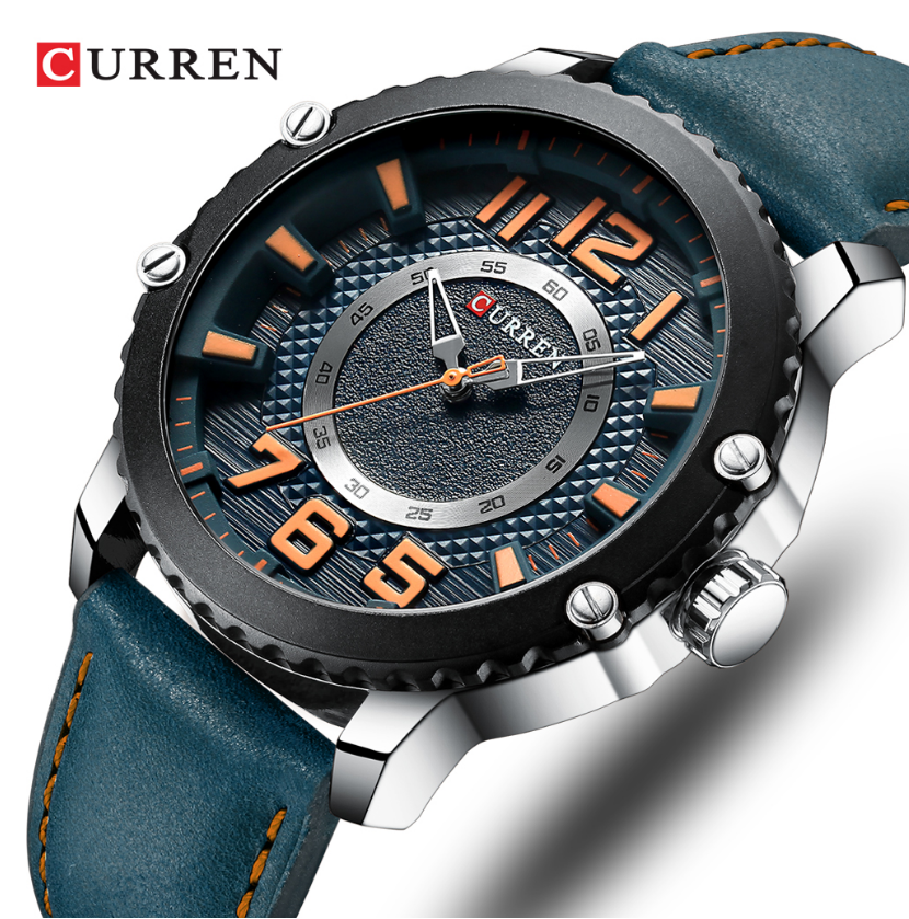 CURREN Casual Leather Men's Watches Business Quartz Watches New Unique Clock Male Watches Sales