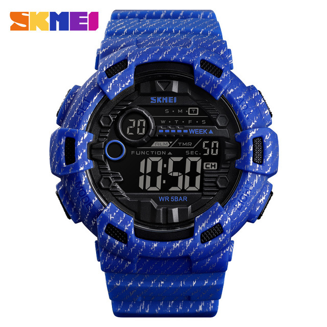 SKMEI Fashion Sport Watch Men Alarm Clock Cowboy Waterproof Men's Watches Denim Digital Watches