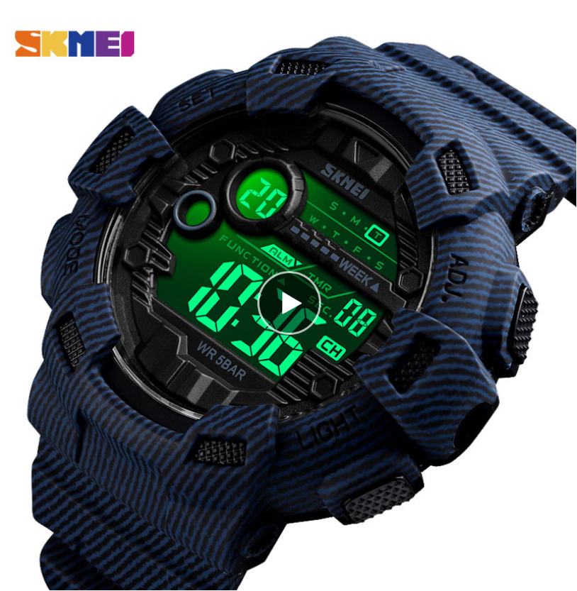 SKMEI Fashion Sport Watch Men Alarm Clock Cowboy Waterproof Men's Watches Denim Digital Watches