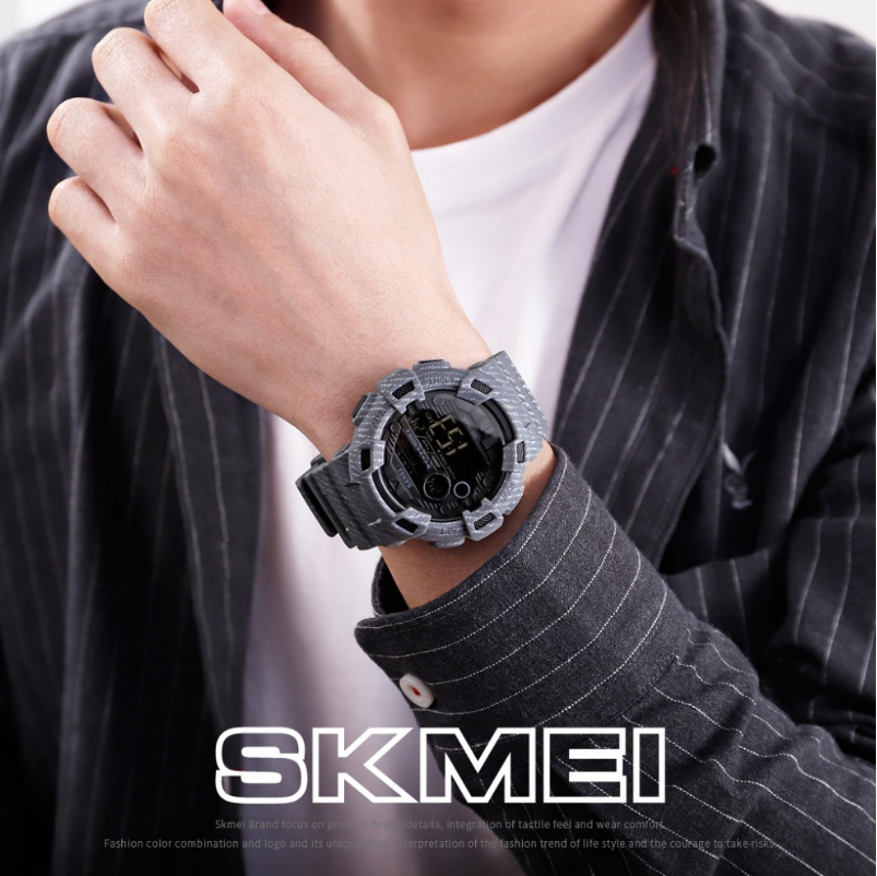 SKMEI Fashion Sport Watch Men Alarm Clock Cowboy Waterproof Men's Watches Denim Digital Watches