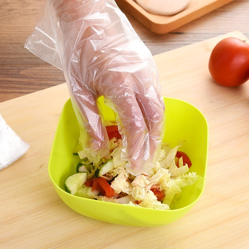 100PCS Food Plastic Gloves Disposable Gloves Restaurant Kitchen BBQ Fruit Vegetable Gloves