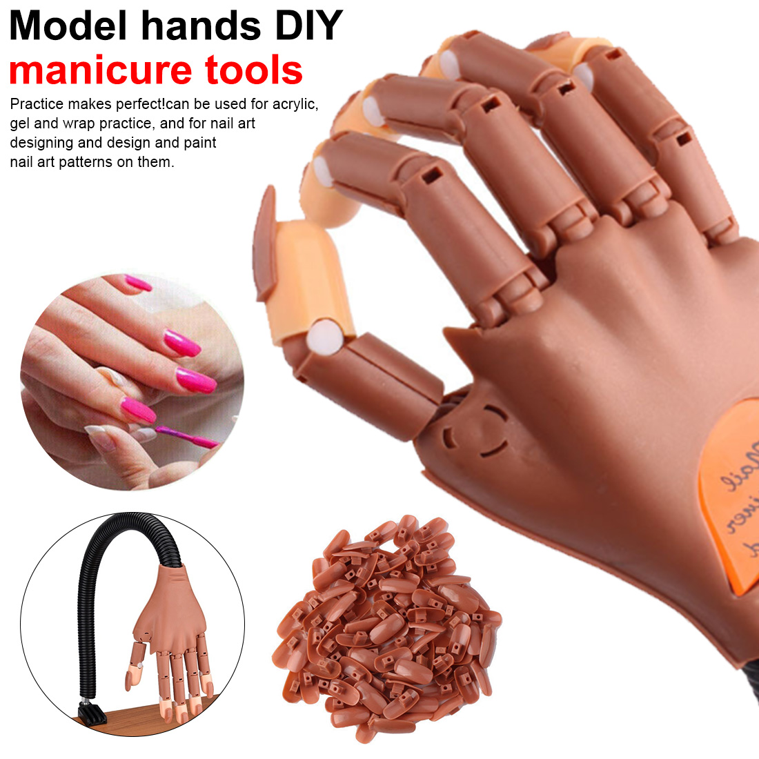 Professional Practice Hand Nail Tips Nail Art Hands MannequinAdjustable Nail Art Model Hand Manicure