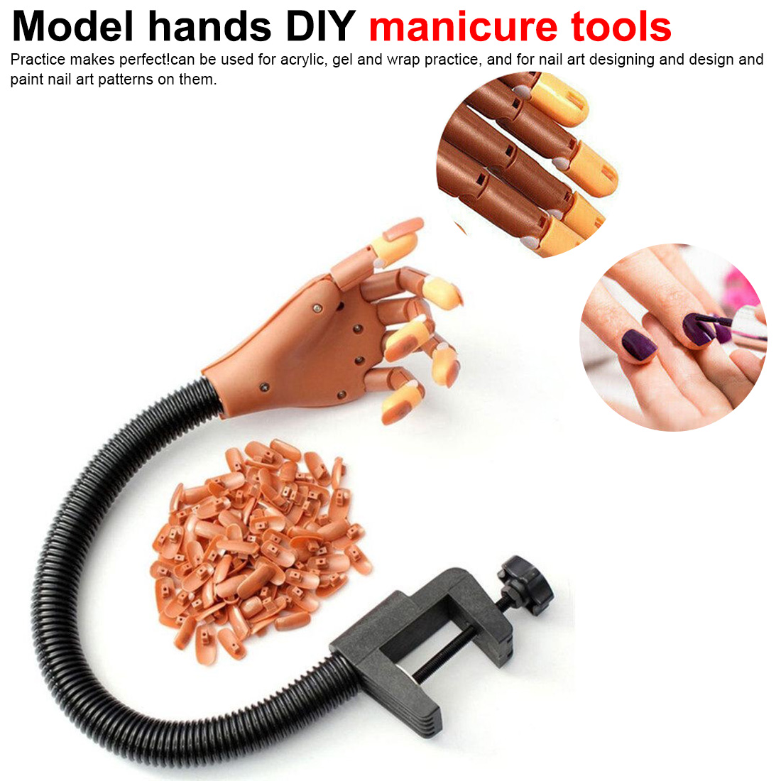 Professional Practice Hand Nail Tips Nail Art Hands MannequinAdjustable Nail Art Model Hand Manicure