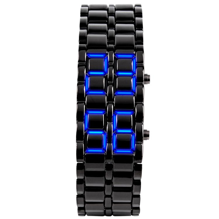 Fashion Full Metal Digital Lava Wrist Watch Iron Metal Red LED Men Boy Sports Wathes Men