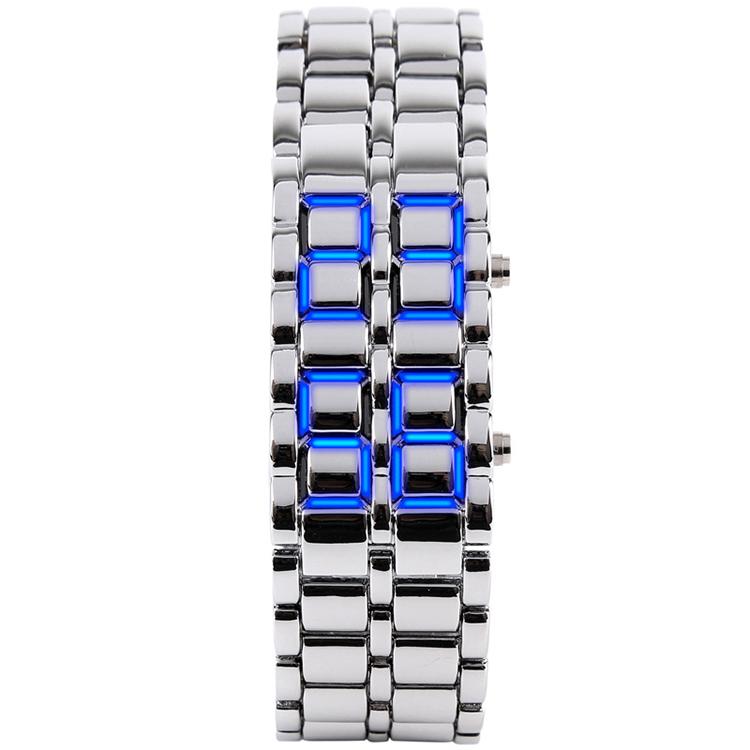 Fashion Full Metal Digital Lava Wrist Watch Iron Metal Red LED Men Boy Sports Wathes Men