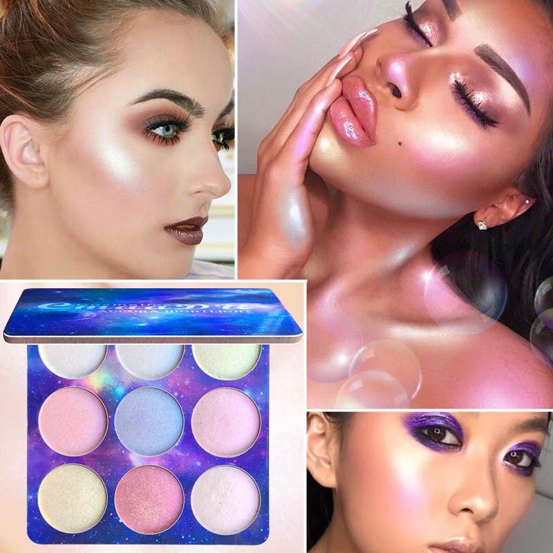 CmaaDu 9 Color Holographic Bright Chameleon High Pigment Glitter Eye Shadow Powder Palette Makeup