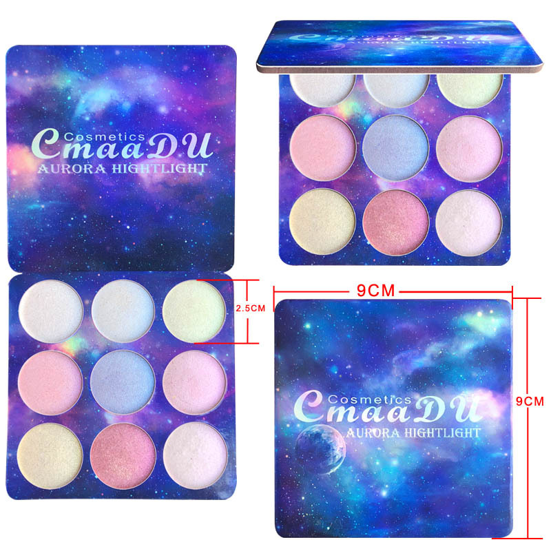 CmaaDu 9 Color Holographic Bright Chameleon High Pigment Glitter Eye Shadow Powder Palette Makeup