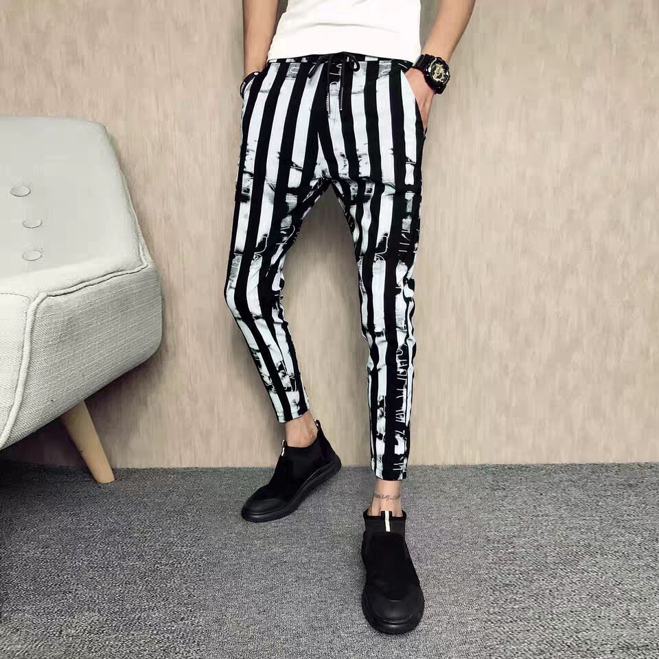 New Men Casual grid Pants Gym Slim Trousers Running Joggers Gym Long Sweatpants Male Haroun Pants