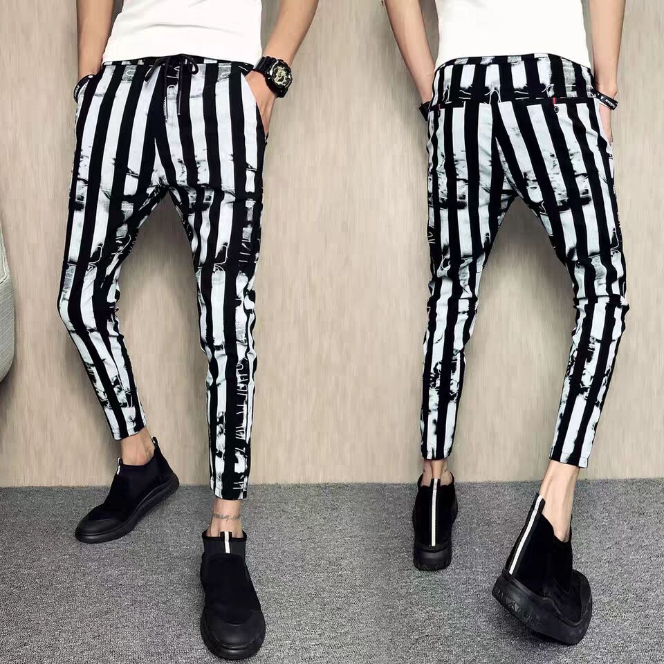 New Men Casual grid Pants Gym Slim Trousers Running Joggers Gym Long Sweatpants Male Haroun Pants
