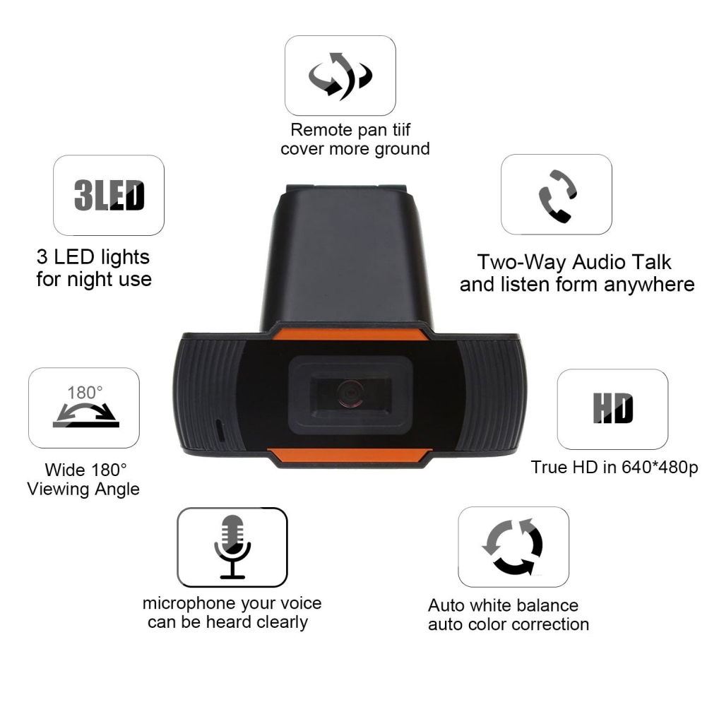 30 Degrees Rotatable HD Webcam USB Camera Video Recording Web Camera with Microphone For PC Computer