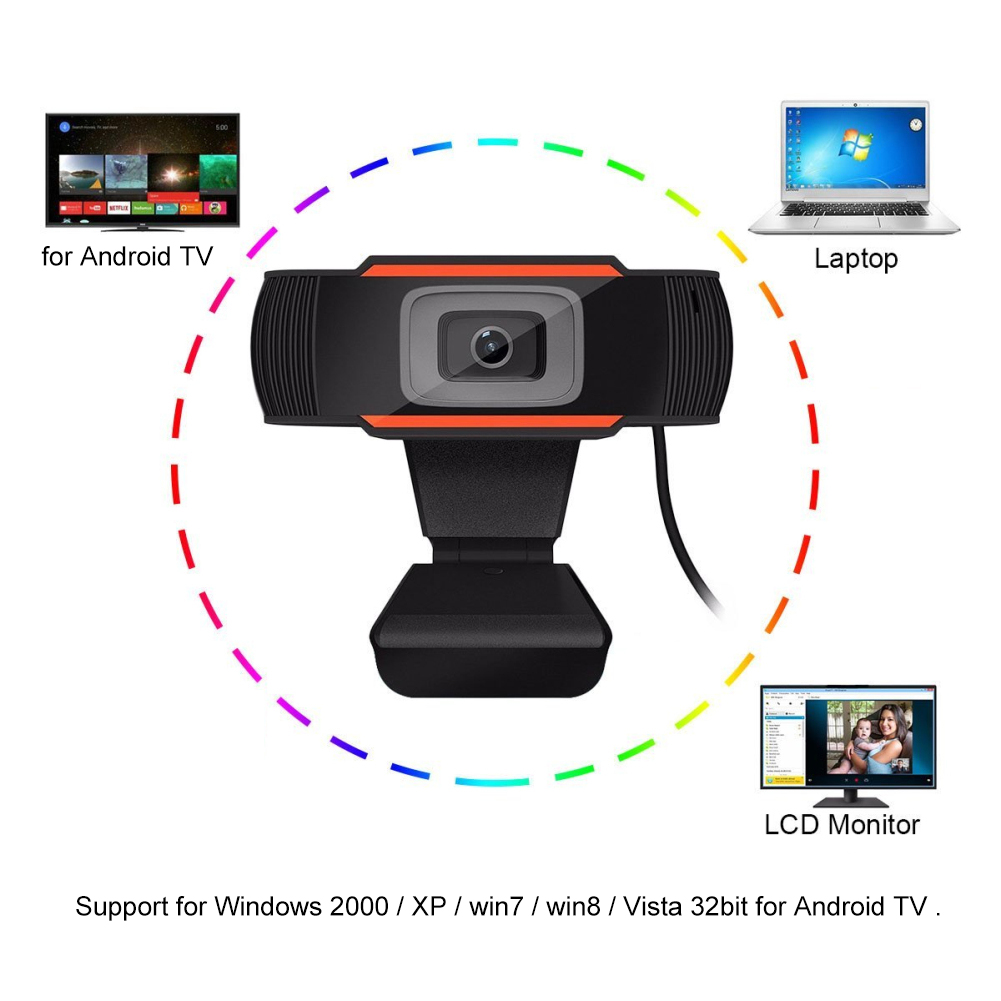 30 Degrees Rotatable HD Webcam USB Camera Video Recording Web Camera with Microphone For PC Computer