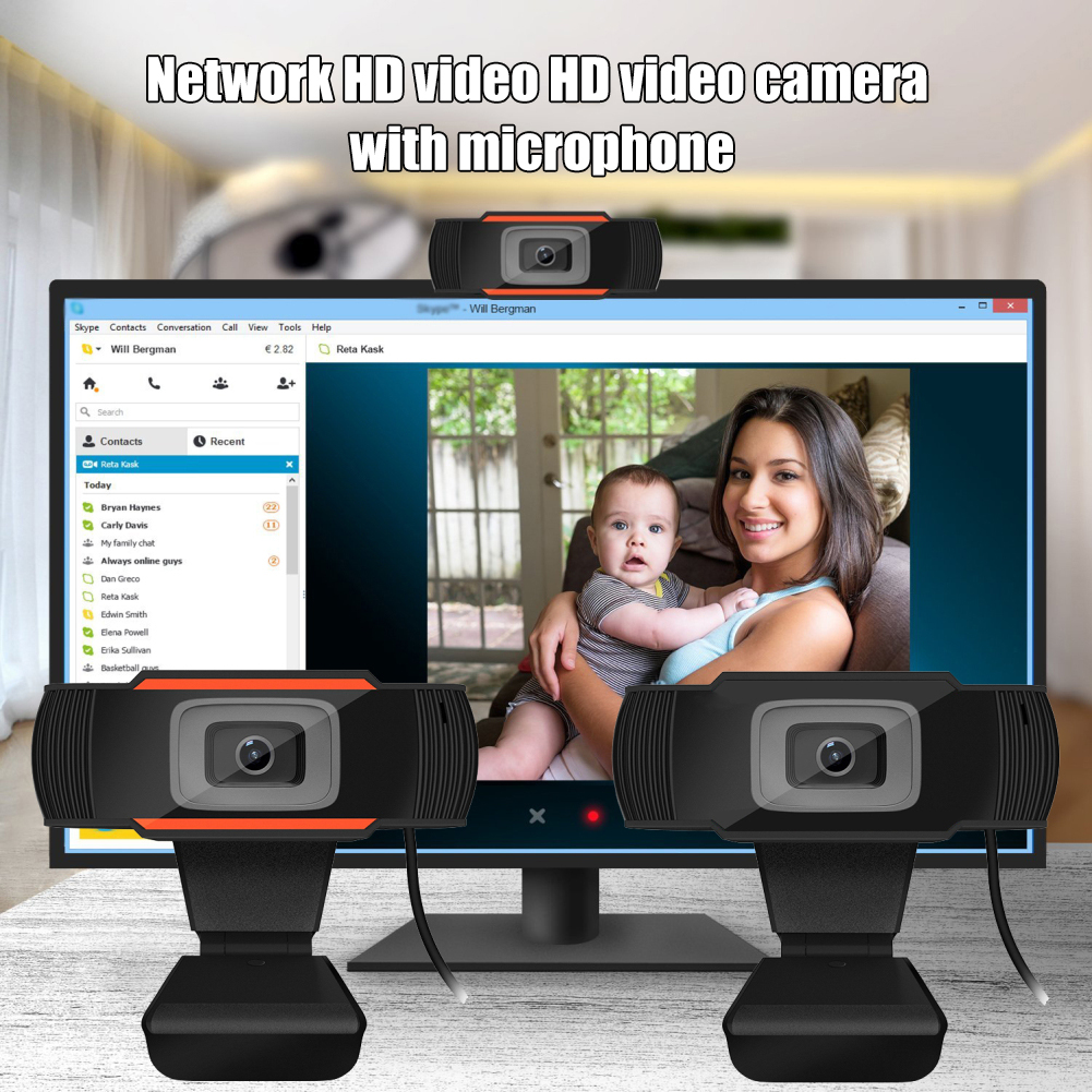 30 Degrees Rotatable HD Webcam USB Camera Video Recording Web Camera with Microphone For PC Computer
